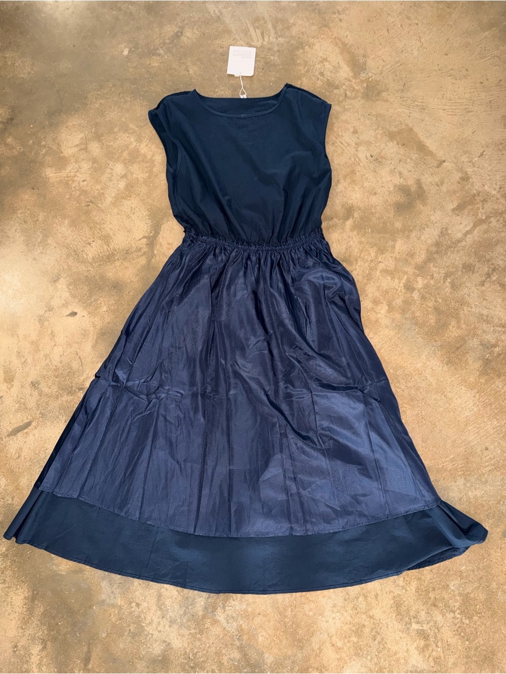 HYR Navy Sleeveless Midi Cotton Dress Tassel Tie Waist NWT Size S - Picture 7 of 10